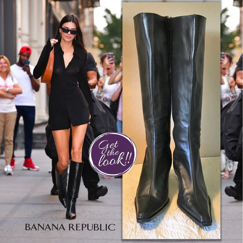 BANANA REPUBLIC Black Leather Knee Boots